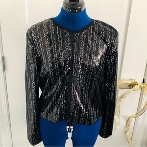 Christian Siriano Jacket. Sequin & Collarless. Size Large. Unworn.
